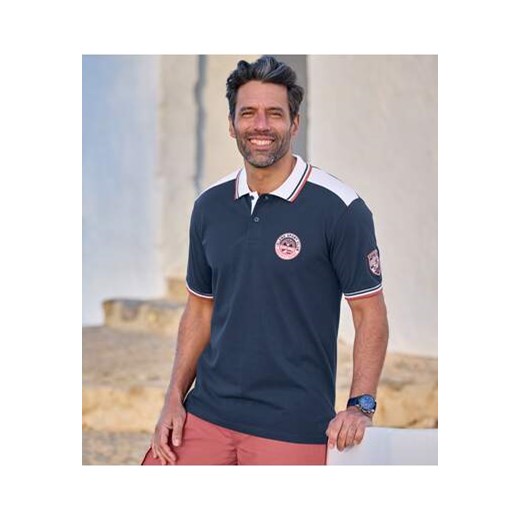 Polo z piki Sport Navy ze sklepu Atlas For Men w kategorii T-shirty męskie - zdjęcie 172402327