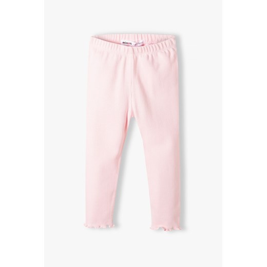 Jasnoróżowe legginsy dla dziewczynki prążkowane ze sklepu 5.10.15 w kategorii Spodnie dziewczęce - zdjęcie 172402915