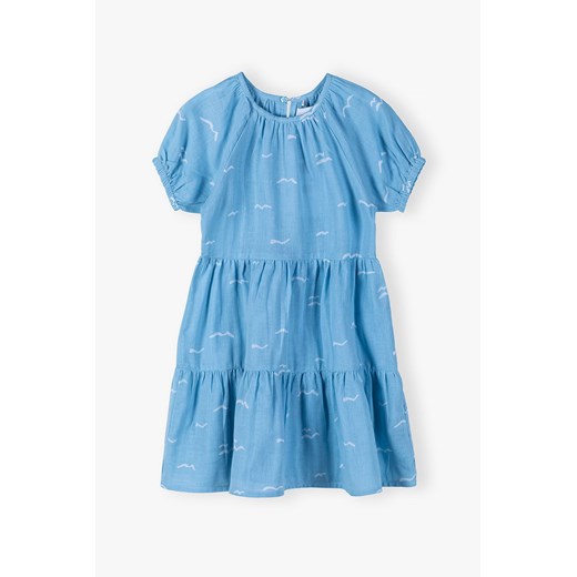 Błękitna sukienka we wzory dla dziewczynki 5.10.15. 104 okazja 5.10.15