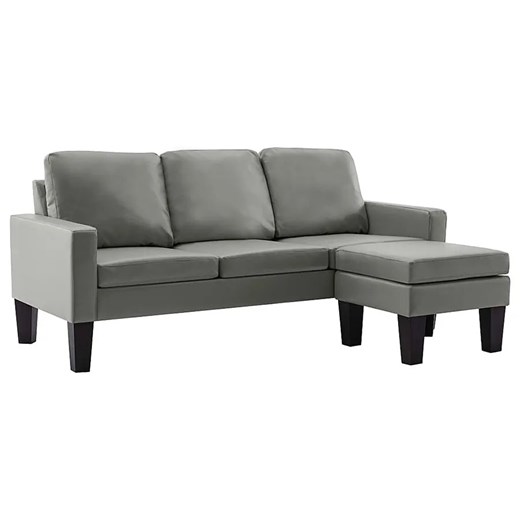 3-osobowa szara sofa z ekoskóry z podnóżkiem - Lencor 4Q ze sklepu Edinos.pl w kategorii Narożniki - zdjęcie 172403895