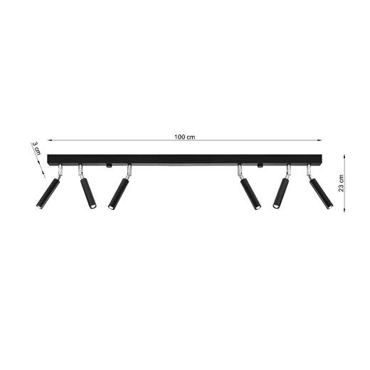 Czarny plafon sufitowy z reflektorami - EX675-Eyetes Lumes One Size Edinos.pl