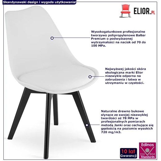 Białe kuchenne krzesło w stylu nowoczesnym - Asaba 4X Elior One Size Edinos.pl