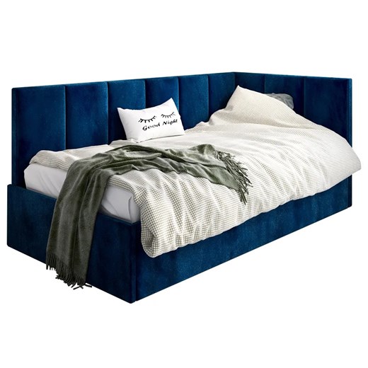 Granatowe tapicerowane łóżko sofa 120x200 - Barnet 5X ze sklepu Edinos.pl w kategorii Łóżka dziecięce - zdjęcie 172404236