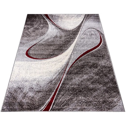 Prostokątny dywan w abstrakcyjny szaro-czerwony wzór - Uwis 10X ze sklepu Edinos.pl w kategorii Dywany - zdjęcie 172404478