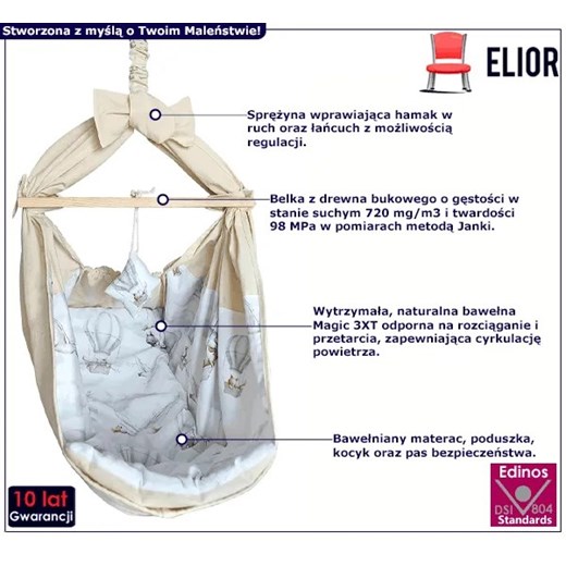 Huśtawka hamak dla niemowlaka - Kalo 4X Elior One Size okazyjna cena Edinos.pl