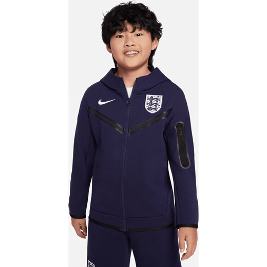 Piłkarska bluza z kapturem i zamkiem na całej długości dla dużych dzieci (chłopców) Anglia Tech Fleece - Fiolet ze sklepu Nike poland w kategorii Bluzy chłopięce - zdjęcie 172407188