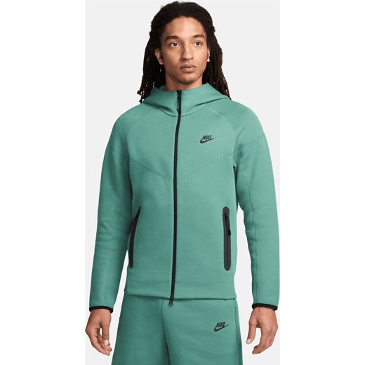 Męska bluza z kapturem i zamkiem na całej długości Nike Sportswear Tech Fleece Windrunner - Zieleń ze sklepu Nike poland w kategorii Bluzy męskie - zdjęcie 172407199