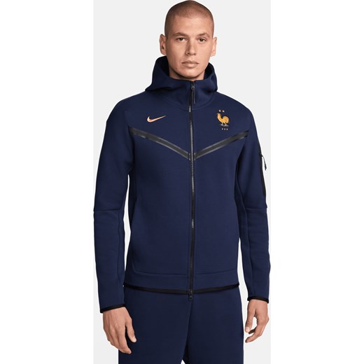 Męska piłkarska bluza z kapturem i zamkiem na całej długości Nike FFF Tech Fleece Windrunner - Niebieski ze sklepu Nike poland w kategorii Bluzy męskie - zdjęcie 172407259