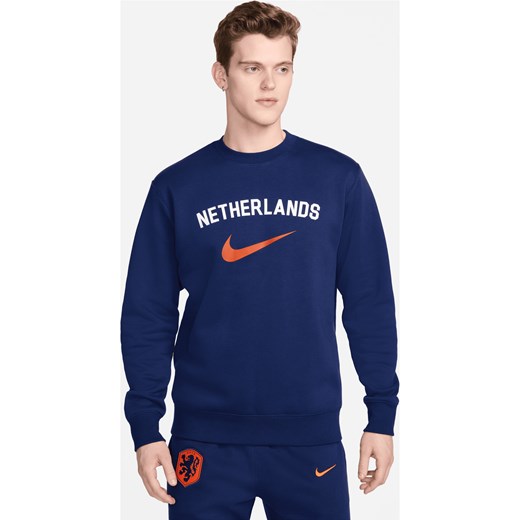 Męska bluza dresowa z półokrągłym dekoltem Holandia Club Fleece - Niebieski Nike L Nike poland