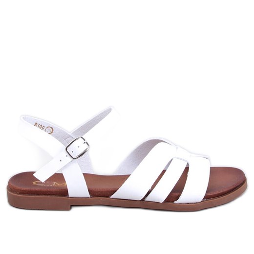 Sandałki damskie płaskie Manzo White białe ze sklepu ButyModne.pl w kategorii Sandały damskie - zdjęcie 172407977