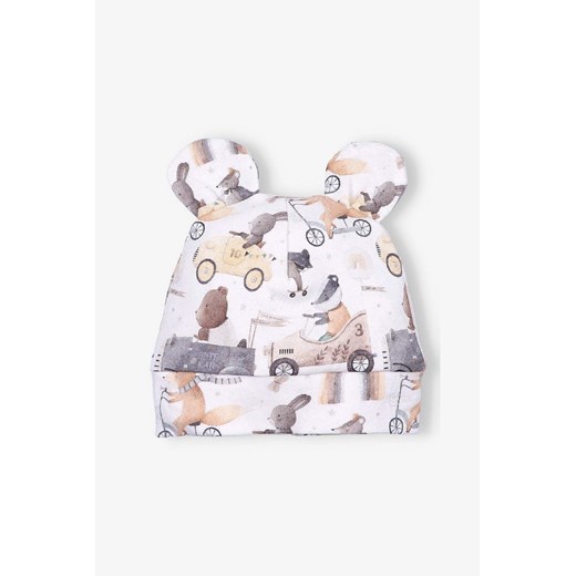 Czapka niemowlęca z uszkami CUTE CARS z bawełny organicznej ze sklepu 5.10.15 w kategorii Czapki dziecięce - zdjęcie 172409585