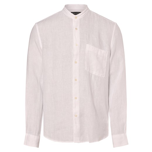 Marc O'Polo Męska koszula lniana Mężczyźni Regular Fit len biały jednolity ze sklepu vangraaf w kategorii Koszule męskie - zdjęcie 172409699