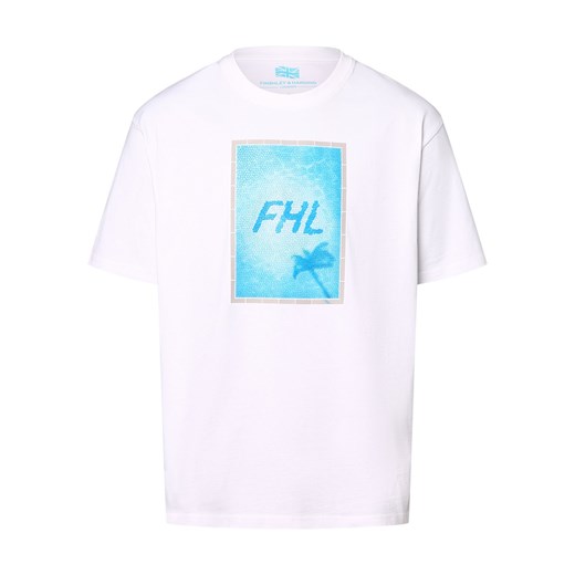 Finshley & Harding London Koszulka męska Mężczyźni Bawełna biały nadruk ze sklepu vangraaf w kategorii T-shirty męskie - zdjęcie 172409709