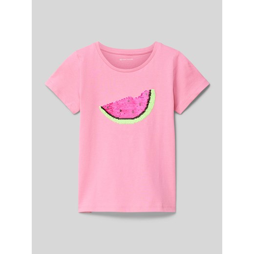 T-shirt z cekinowym obszyciem ze sklepu Peek&Cloppenburg  w kategorii Bluzki dziewczęce - zdjęcie 172410077