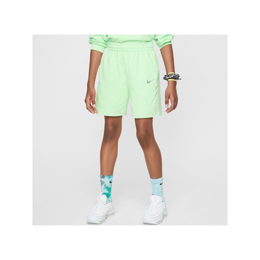 Dzianinowe spodenki dla dużych dzieci (dziewcząt) Dri-FIT Nike Sportswear - Zieleń ze sklepu Nike poland w kategorii Spodenki dziewczęce - zdjęcie 172410097