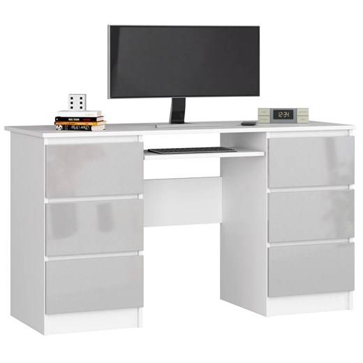 Nowoczesne biurko młodzieżowe biały + metalik połysk - Abetti 3X ze sklepu Edinos.pl w kategorii Biurka i sekretarzyki - zdjęcie 172411025