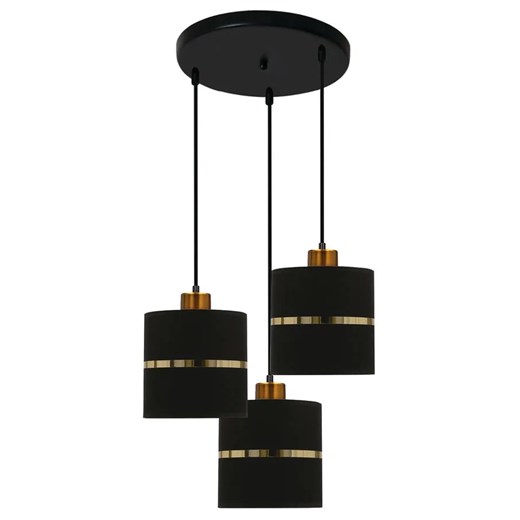 Potrójna lampa wisząca abażurowa na talerzu czarny + złoto - Z38-Reso Lumes One Size Edinos.pl