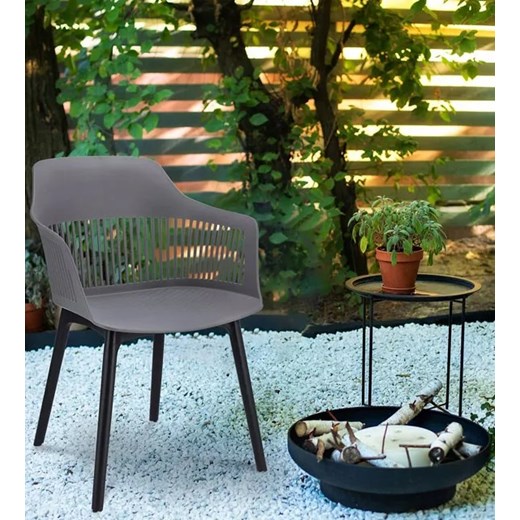 Szare krzesło ażurowe w stylu nowoczesnym - Sazo 4X Elior One Size okazyjna cena Edinos.pl