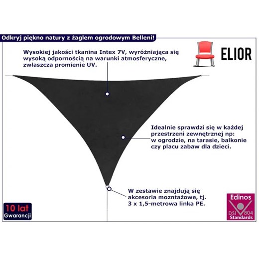 Trójkątny żagiel ogrodowy antracyt - Belleni Elior One Size Edinos.pl