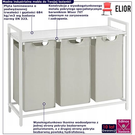 Biała szafka z 3 koszami na bieliznę - Areo 4X Elior One Size Edinos.pl