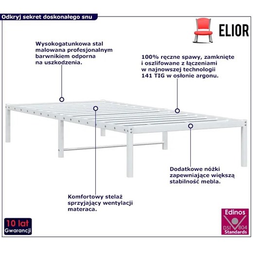Białe loftowe łózko z metalu 100x200 cm - Dafines Elior One Size Edinos.pl