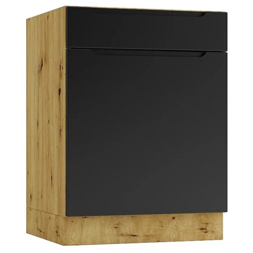 Szafka dolna z szufladą 60 cm dąb artisan + czarny E2-G85 ze sklepu Edinos.pl w kategorii Meble kuchenne - zdjęcie 172411698