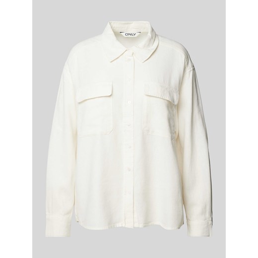 Bluzka lniana o kroju oversized z kieszeniami z patką na piersi model ‘CARO’ ze sklepu Peek&Cloppenburg  w kategorii Koszule damskie - zdjęcie 172412075