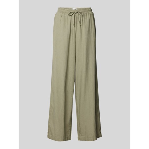 Spodnie lniane z szeroką nogawką i zakładkami w pasie model ‘Lino’ ze sklepu Peek&Cloppenburg  w kategorii Spodnie damskie - zdjęcie 172412139