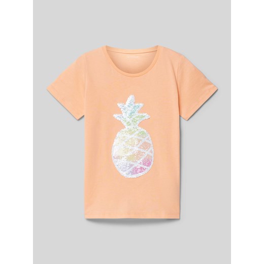 T-shirt z cekinowym obszyciem ze sklepu Peek&Cloppenburg  w kategorii Bluzki dziewczęce - zdjęcie 172412186