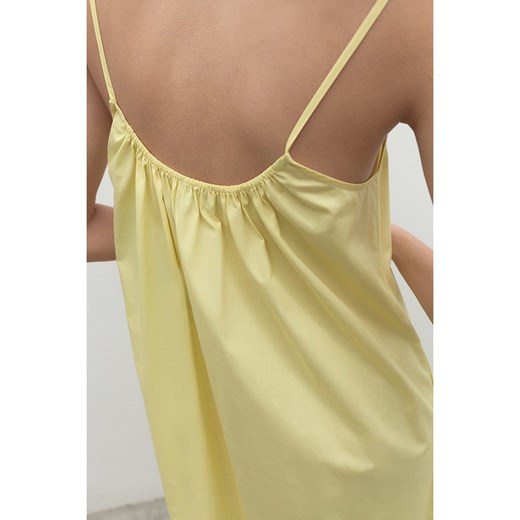 Sukienka Ecoalf żółta bawełniana midi na ramiączkach 