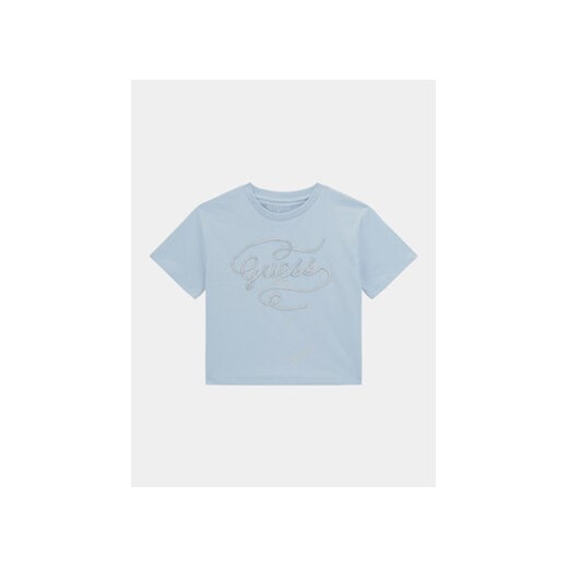 Guess T-Shirt J4RI18 K8HM4 Błękitny Regular Fit ze sklepu MODIVO w kategorii Bluzki dziewczęce - zdjęcie 172415647
