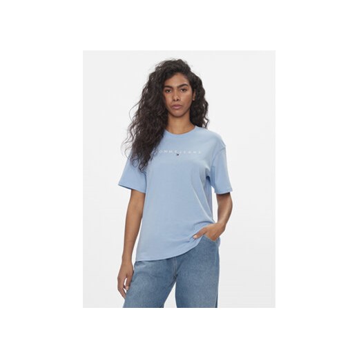 Tommy Jeans T-Shirt Tjw Rlx New Linear Tee DW0DW17836 Błękitny Relaxed Fit ze sklepu MODIVO w kategorii Bluzki damskie - zdjęcie 172415659