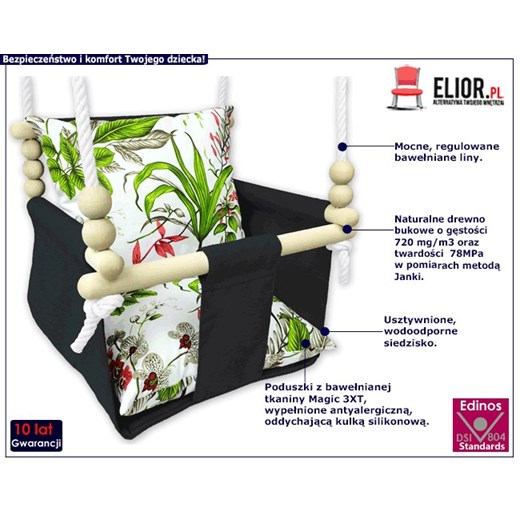 Wodoodporna huśtawka kubełkowa dla dzieci liście - Ritex Elior One Size Edinos.pl