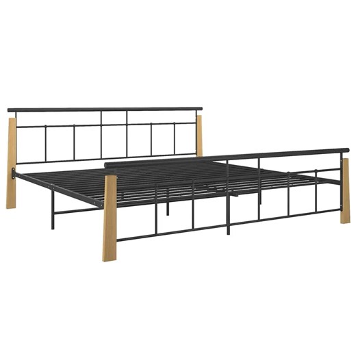 Metalowe łóżko czarny + jasny dąb 200x200 cm - Paresa ze sklepu Edinos.pl w kategorii Łóżka i materace - zdjęcie 172421729