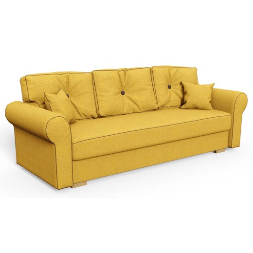 Żółta rozkładana kanapa z pojemnikiem na pościel - Blosse 3X Elior One Size Edinos.pl