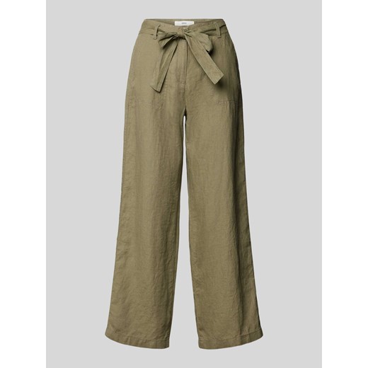 Spodnie lniane z szeroką,skróconą nogawką model ‘Style. Maine’ ze sklepu Peek&Cloppenburg  w kategorii Spodnie damskie - zdjęcie 172422149
