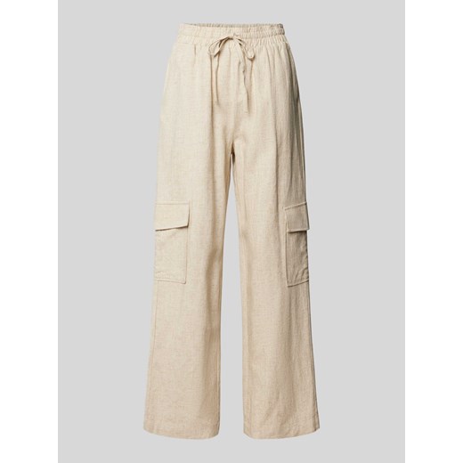 Spodnie cargo z szeroką nogawką i elastycznym pasem model ‘DALEY’ ze sklepu Peek&Cloppenburg  w kategorii Spodnie damskie - zdjęcie 172422215