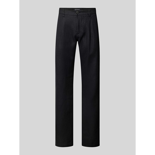 Spodnie lniane o kroju tapered fit z zakładkami w pasie model ‘Osby’ ze sklepu Peek&Cloppenburg  w kategorii Spodnie męskie - zdjęcie 172422417