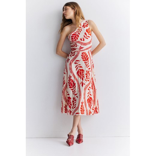 H & M - Plisowana sukienka na jedno ramię - Czerwony ze sklepu H&M w kategorii Sukienki - zdjęcie 172423285
