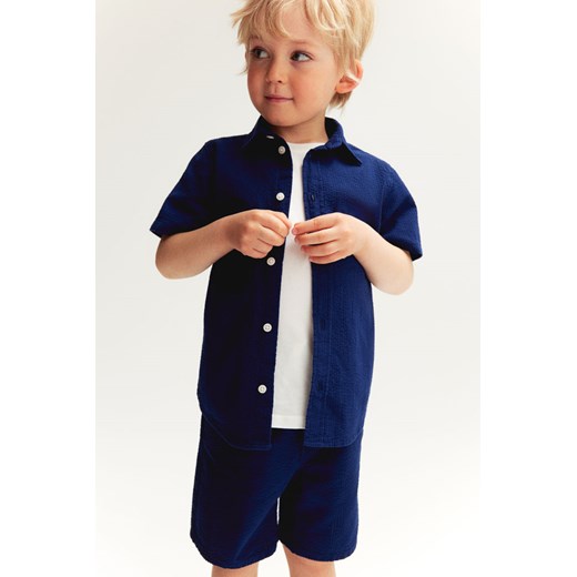 H & M - Bawełniana koszula z krótkim rękawem - Niebieski ze sklepu H&M w kategorii Koszule chłopięce - zdjęcie 172425835
