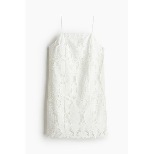 H & M - Sukienka z haftem angielskim - Biały H & M XL H&M