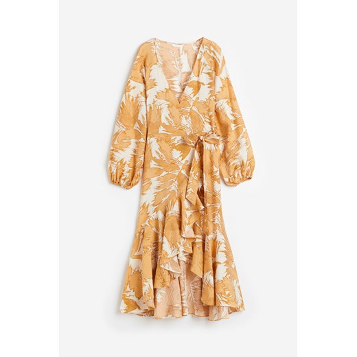 H & M - Długa sukienka kopertowa - Żółty ze sklepu H&M w kategorii Sukienki - zdjęcie 172425878