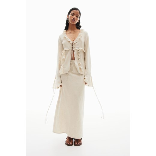 H & M - Elegancka spódnica maxi z diagonalu - Beżowy H & M 44 H&M