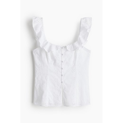 H & M - Krótki top z elastycznym marszczeniem - Biały ze sklepu H&M w kategorii Bluzki damskie - zdjęcie 172425929