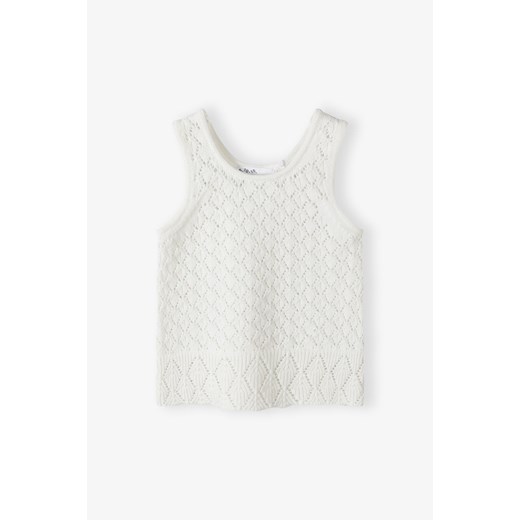 Biały t-shirt dziewczęcy z dzianiny swetrowej - 5.10.15. ze sklepu 5.10.15 w kategorii Bluzki dziewczęce - zdjęcie 172426515