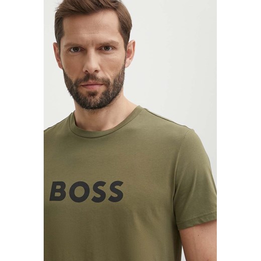 BOSS t-shirt bawełniany kolor zielony z nadrukiem 50503276 ze sklepu ANSWEAR.com w kategorii T-shirty męskie - zdjęcie 172427265