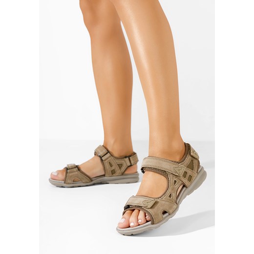 Khaki sandały damskie skórzane Rhonda ze sklepu Zapatos w kategorii Sandały damskie - zdjęcie 172427346