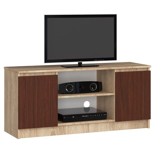 Szafka RTV pod telewizor dąb sonoma + wenge - Darius 3X 120 cm ze sklepu Edinos.pl w kategorii Szafki RTV - zdjęcie 172427559