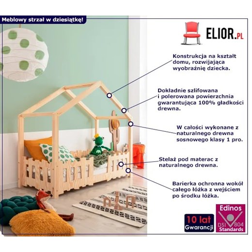 Drewniane łóżko dziecięce domek - Kiren 3X Elior One Size Edinos.pl