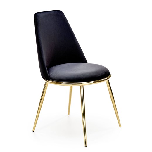 Czarne welurowe krzesło w stylu glamour- Gasso ze sklepu Edinos.pl w kategorii Krzesła - zdjęcie 172427699